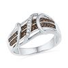 Image 1 : 0.25 CTW Cognac-brown Color Diamond Crossover Strand Ring 10KT White Gold - REF-32M9H