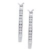 Image 1 : 0.25 CTW Diamond Single Row Hoop Earrings 10KT White Gold - REF-19F4N