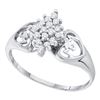 Image 1 : 0.15 CTW Prong-set Diamond Cluster Heart Mom Ring 14KT White Gold - REF-14N9F
