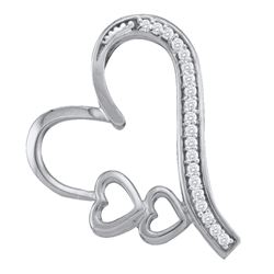 0.07 CTW Diamond Triple Trinity Heart Pendant 10KT White Gold - REF-13K4W