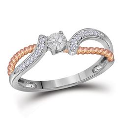 0.10 CTW Diamond Rope Bridal Wedding Engagement Ring 10KT Two-tone Gold - REF-18X2Y
