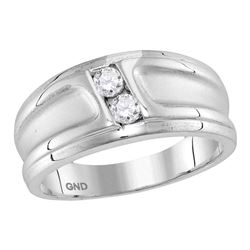 0.33 CTW Diamond 2-stone Channel-set Wedding Ring 10KT White Gold - REF-63W2K