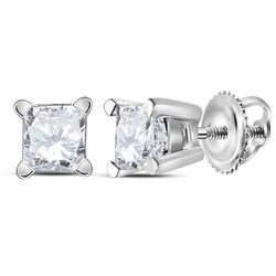 0.48 CTW Princess Diamond Solitaire Stud Earrings 14KT White Gold - REF-59W9K