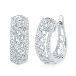 0.75 CTW Diamond Crisscrossed Openwork Hoop Earrings 10KT White Gold - REF-59H9M