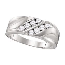 0.50 CTW Mens Diamond Wedding Ring 10KT White Gold - REF-52M4H