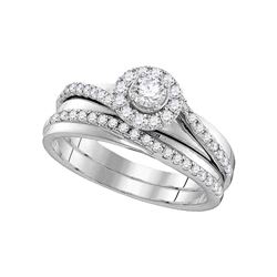 1.5 CTW Diamond Halo Bridal Engagement Ring 10KT White Gold - REF-71K9W