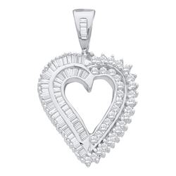 0.84 CTW Diamond Heart Love Pendant 14KT White Gold - REF-52W4K