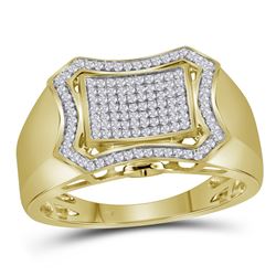 0.38 CTW Mens Diamond Curved Octagon Cluster Ring 10KT Yellow Gold - REF-44F9N