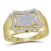 Image 1 : 0.38 CTW Mens Diamond Curved Octagon Cluster Ring 10KT Yellow Gold - REF-44F9N