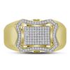 Image 2 : 0.38 CTW Mens Diamond Curved Octagon Cluster Ring 10KT Yellow Gold - REF-44F9N