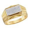 Image 1 : 0.25 CTW Mens Diamond Rectangle Cluster Ribbed Edge Ring 10KT Yellow Gold - REF-41W9K