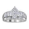 Image 1 : 0.53 CTW Diamond Oval Cluster Bridal Engagement Ring 10KT White Gold - REF-41F9N