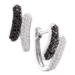 0.50 CTW Black Color Diamond Bypass Hoop Earrings 14KT White Gold - REF-41Y9X