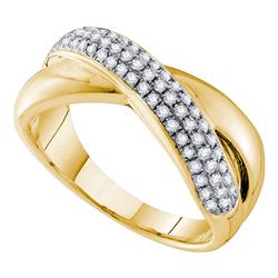 0.40 CTW Pave-set Diamond Crossover Ring 14KT Yellow Gold - REF-67M4H