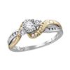 Image 1 : 0.26 CTW Diamond Solitaire Bridal Engagement Ring 14KT Two-tone Gold - REF-44Y9X