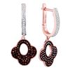 Image 1 : 0.40 CTW Red Color Diamond Dangle Hoop Earrings 10KT Rose Gold - REF-52X4Y