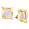 Image 1 : 0.98 CTW Princess Diamond Square Cluster Stud Earrings 14KT Yellow Gold - REF-52X4Y