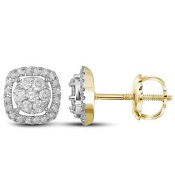 0.38 CTW Diamond Cluster Earrings 14KT Yellow Gold - REF-41Y2X