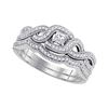 Image 1 : 0.33 CTW Princess Diamond Woven Crossover Bridal Ring 10KT White Gold - REF-49K5W