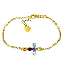 Genuine 1.68 ctw Multi-gemstones Bracelet Jewelry 14KT Yellow Gold - REF-59T8A