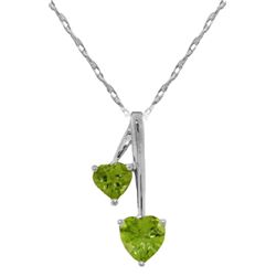 Genuine 1.40 ctw Peridot Necklace Jewelry 14KT White Gold - REF-23M8T