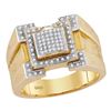 Image 1 : 0.25 CTW Mens Diamond Square Cluster Ring 10KT Yellow Gold - REF-55M5H