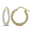 Image 1 : 0.99 CTW Diamond In/Out Hoop Earrings 10KT Yellow Gold - REF-75Y2X