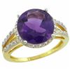 Image 1 : Natural 5.34 ctw Amethyst & Diamond Engagement Ring 14K Yellow Gold - REF-45W5K