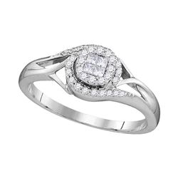 0.22 CTW Princess Diamond Cluster Bridal Engagement Ring 10KT White Gold - REF-22M4H