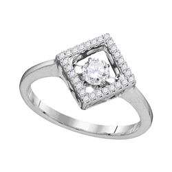 0.19 CTW Diamond Solitaire Diagonal Square Ring 14KT White Gold - REF-38K9W