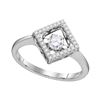 Image 1 : 0.19 CTW Diamond Solitaire Diagonal Square Ring 14KT White Gold - REF-38K9W