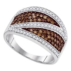 0.75 CTW Cognac-brown Color Diamond Crossover Ring 10KT White Gold - REF-37X5Y