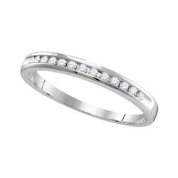 0.16 CTW Diamond Single Row Wedding Ring 14KT White Gold - REF-19K4W