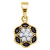 Image 1 : 0.22 CTW Black Color Diamond Hexagon Cluster Pendant 10KT Yellow Gold - REF-10Y5X