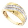 Image 1 : 0.33 CTW Mens Channel-set Diamond Diagonal Double Row Ring 10KT Yellow Gold - REF-37Y5X