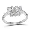 Image 1 : 0.10 CTW Diamond Butterfly Bug Cluster Ring 10KT White Gold - REF-19K4W