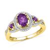 Image 1 : 1.02 CTW Oval Created Amethyst Solitaire Diamond Ring 10KT Yellow Gold - REF-26F3N