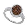 Image 1 : 0.45 CTW Red Color Diamond Oval Cluster Ring 10KT White Gold - REF-30M2H