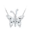 Image 1 : 0.20 CTW Diamond Small Butterfly Bug Insect Unique Pendant 10KT White Gold - REF-18M2H