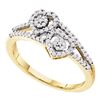 Image 1 : 0.25 CTW Diamond Double Heart Cluster Ring 10KT Yellow Gold - REF-24Y2X