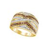 Image 1 : 0.50 CTW Brown Color Diamond Ring 10KT Yellow Gold - REF-37Y5X