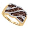 Image 1 : 0.35 CTW Cognac-brown Color Diamond Crossover Ring 10KT Yellow Gold - REF-26Y9X