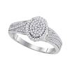 0.33 CTW Diamond Oval Cluster Bridal Engagement Ring 10KT White Gold - REF-28W4K
