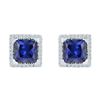 2 CTW Princess Created Blue Sapphire Stud Earrings 10KT White Gold - REF-13F4N