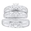 0.14 CTW His & Hers Diamond Claddagh Matching Bridal Ring 10KT White Gold - REF-37F5N