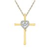 Image 1 : 0.11 CTW Diamond Solitaire Cross Heart Pendant 10KT Yellow Gold - REF-18M2H