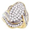 Image 1 : 1.71 CTW Prong-set Diamond Oval Cluster Ring 10KT Yellow Gold - REF-119F9N