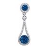 Image 1 : 0.37 CTW Blue Color Diamond Cradled Cluster Pendant 10KT White Gold - REF-22M4H