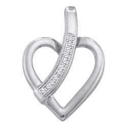 0.03 CTW Diamond Heart Love Pendant 10KT White Gold - REF-8X9Y