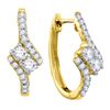 Image 1 : 0.50 CTW Diamond 2-stone Hearts Together Bypass Hoop Earrings 14KT Yellow Gold - REF-52X4Y